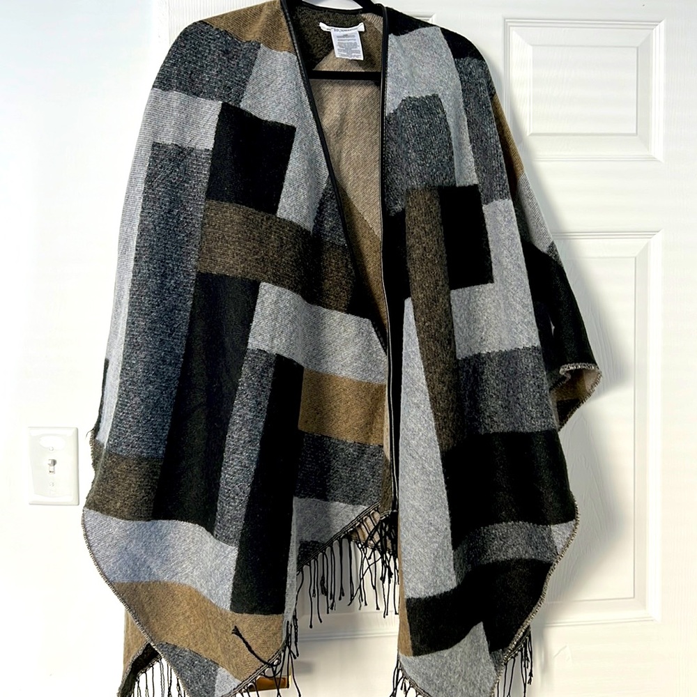 BCBGeneration Shawl with Leather Trim and Fringe